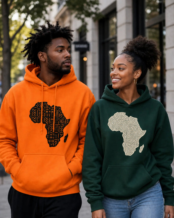 Minimalist African Continent Hoodie - Bogolan Print V