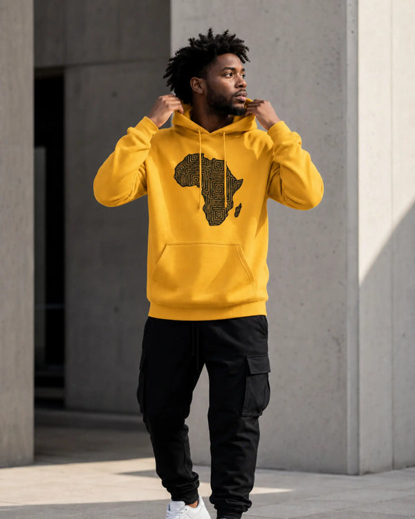 Minimalist African Continent Hoodie - Bogolan Print III