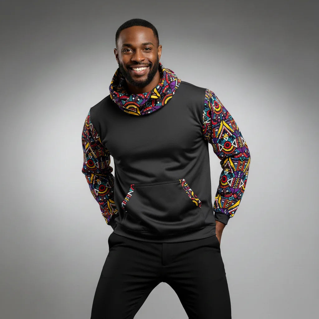 Unisex Echo Snoodie with Ankara Sleeves - Pattern I