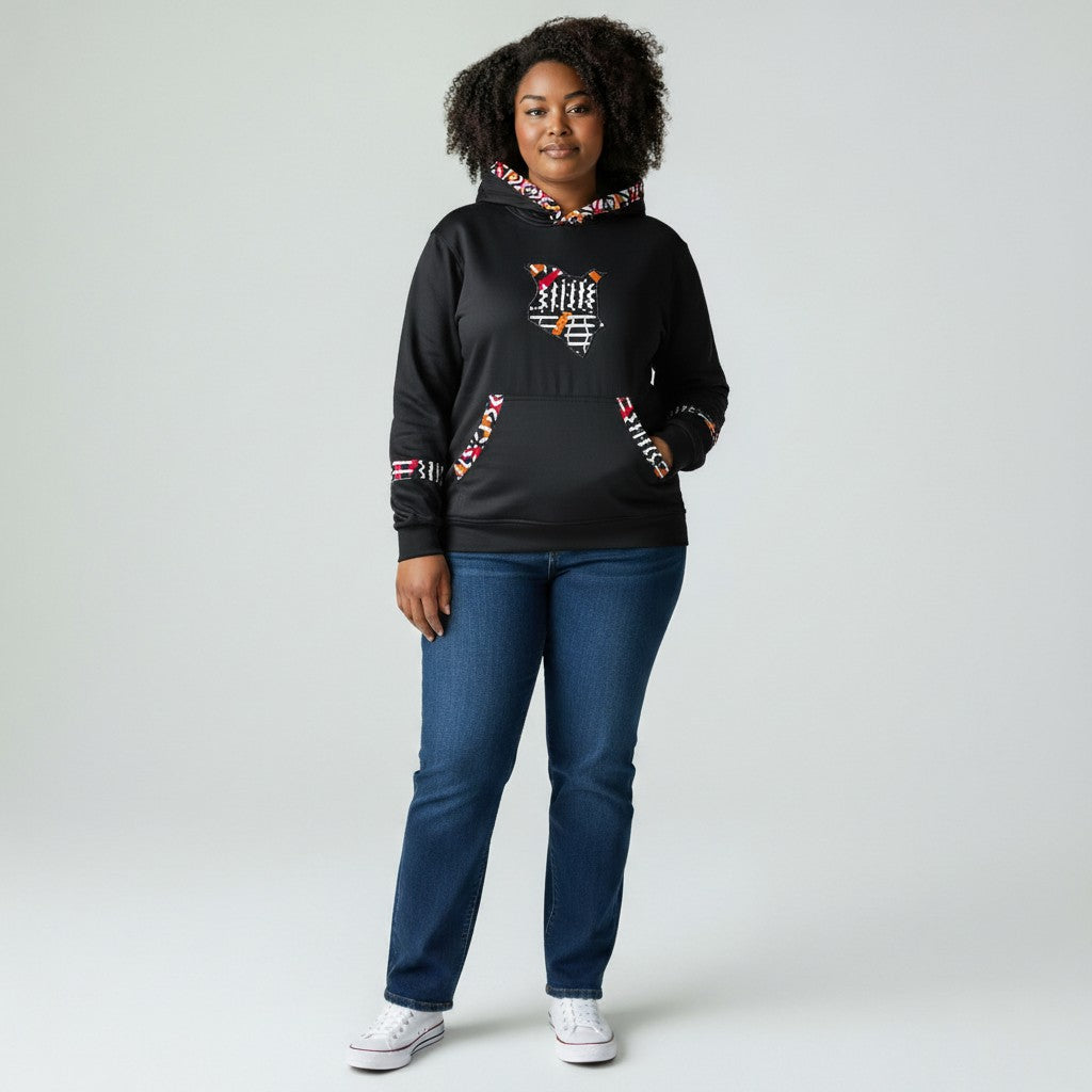 Unisex hoodie with Kitenge map of Kenya
