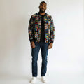 African Ankara Bomber Symbolic Cubes Pattern