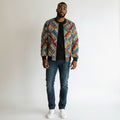 African Ankara Bomber Jacket Geometrical Maze Pattern