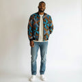 African Ankara Bomber Golden Ridges Pattern