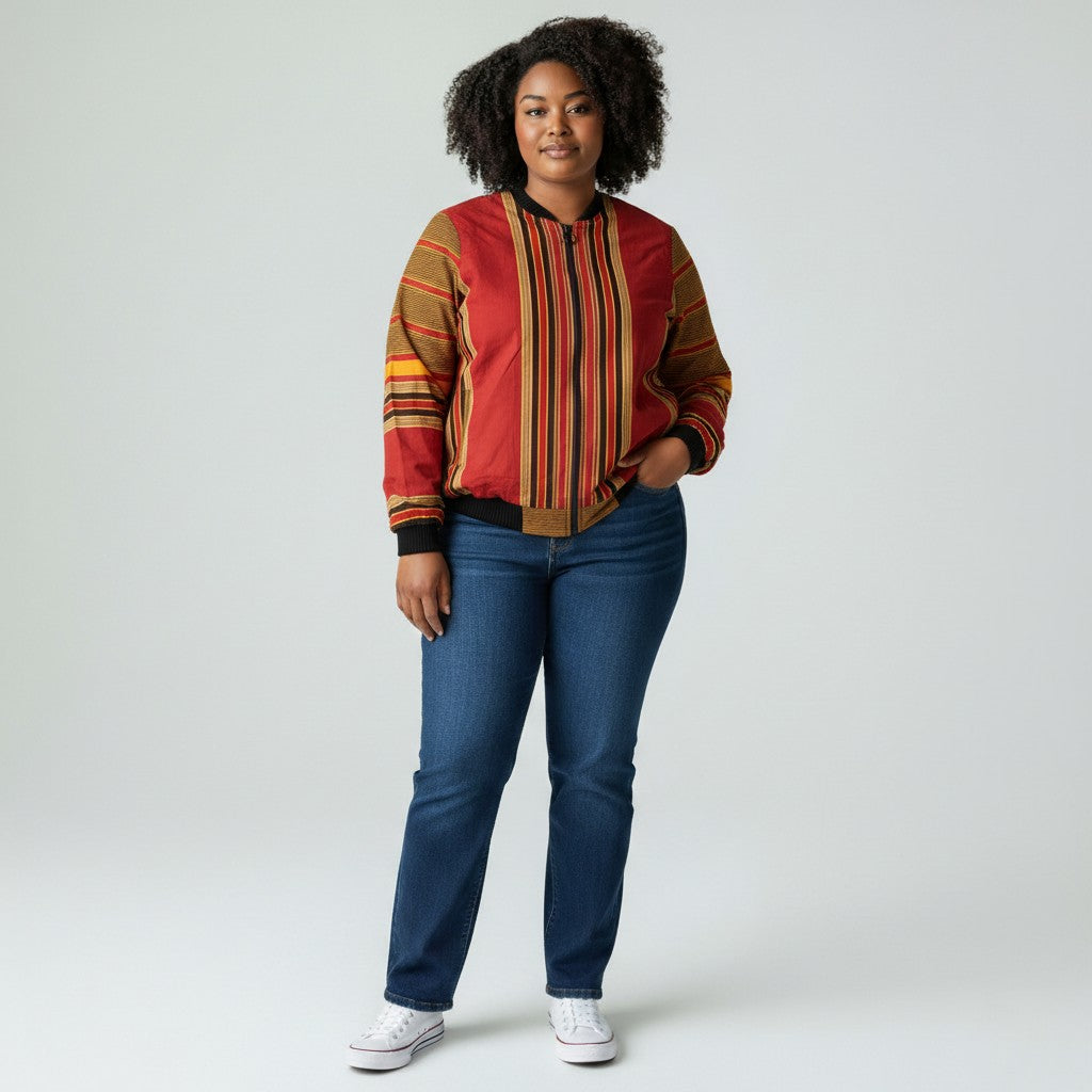 Unisex African Kikoyi Bomber Jacket