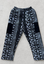 Unisex Kitenge Trousers – black-white Geometric Print