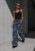 Unisex Kitenge Trousers – blackish Geometric Print