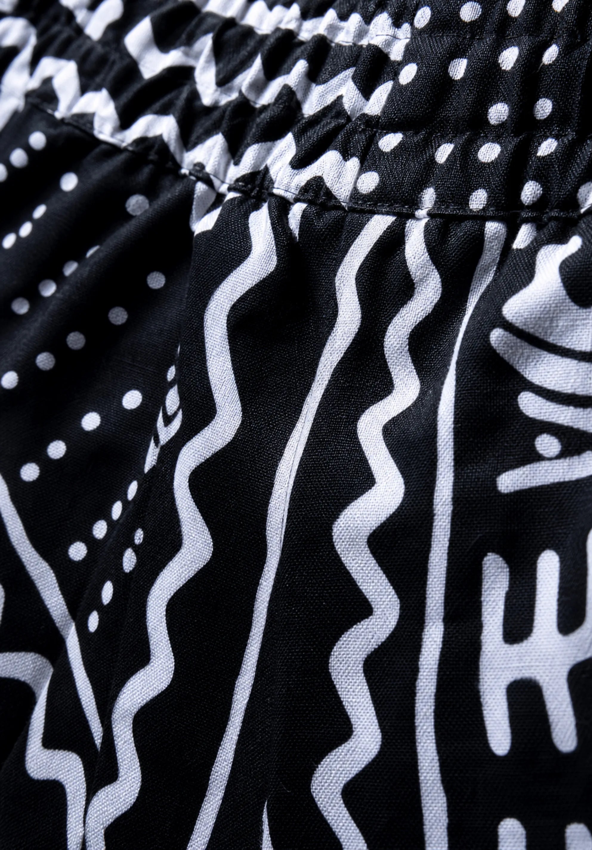 Unisex Kitenge Trousers – black-white Geometric Print