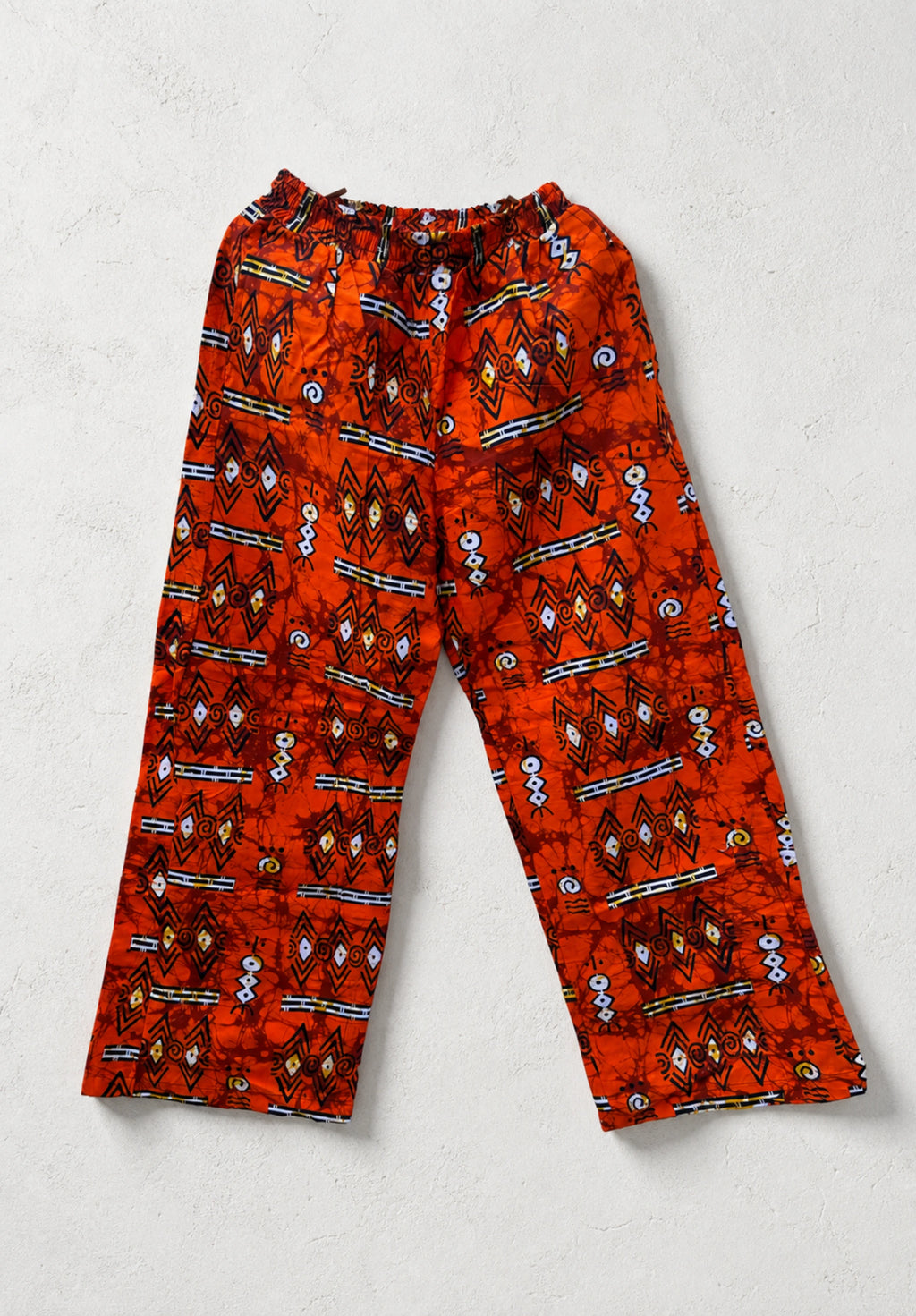 Unisex Kitenge Trousers – Orange Geometric Print