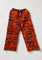 Unisex Kitenge Trousers – Orange Geometric Print