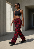 Unisex Kitenge Trousers – Red Geometric Print
