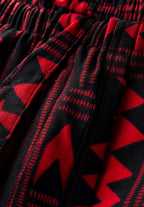 Unisex Kitenge Trousers – Red Geometric Print
