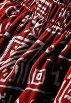 Unisex Kitenge Trousers – Crimson Geometric Print