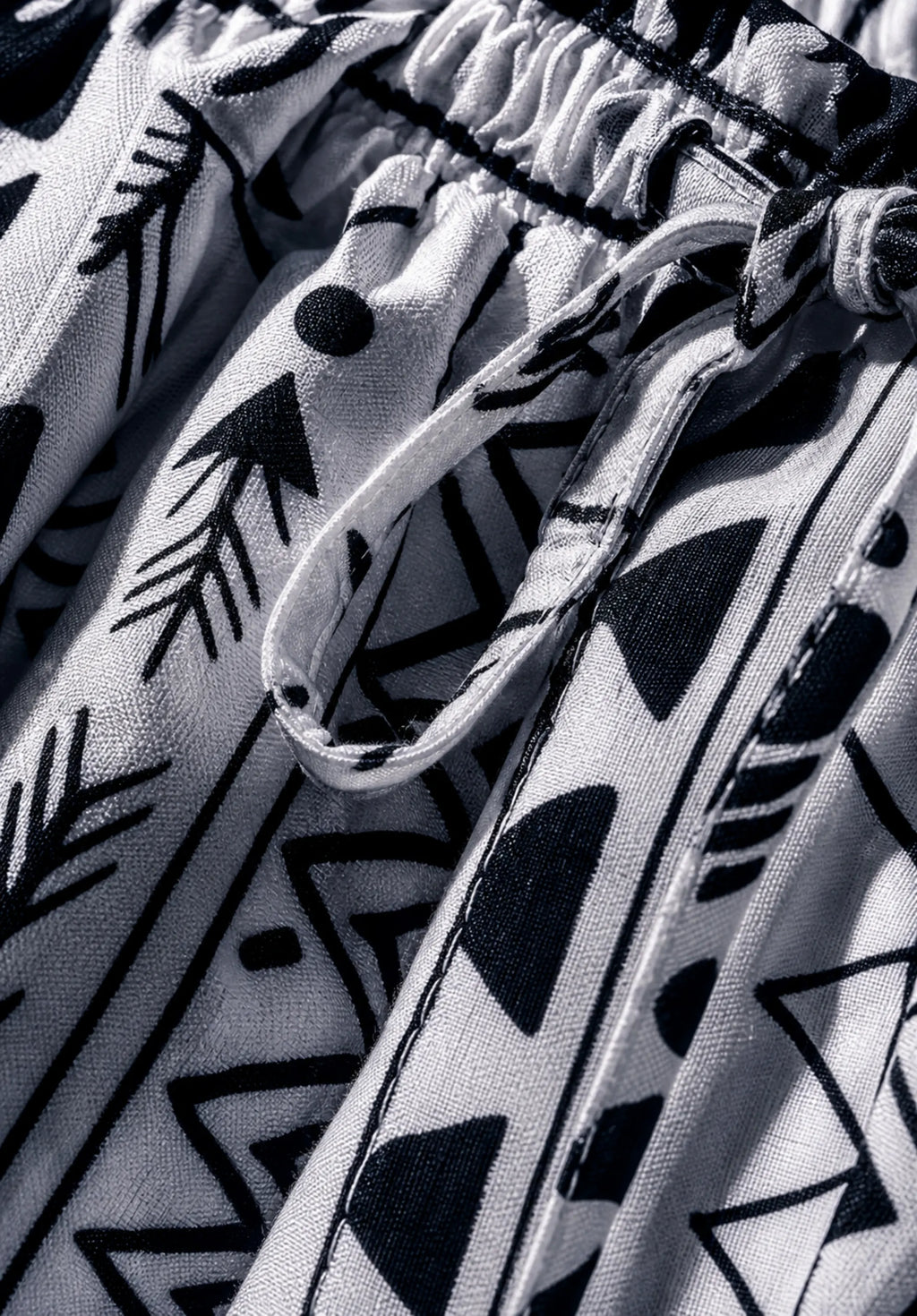 Unisex Kitenge Wide-leg Trousers – White Geometric Print