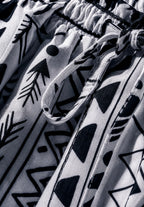Unisex Kitenge Wide-leg Trousers – White Geometric Print