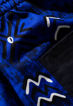 Unisex Kitenge Cargo Trousers – Blue Geometric Print