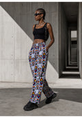 Unisex Kitenge Wide-leg Trousers – Flags Geometric Print