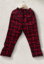 Unisex Kitenge Trousers – Red Geometric Print