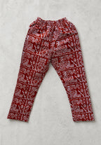 Unisex Kitenge Trousers – Crimson Geometric Print