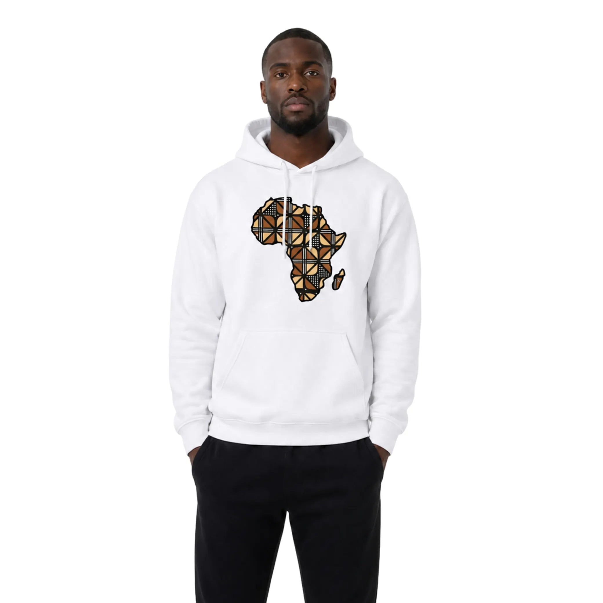 Minimalist African Continent Hoodie - Bogolan Print I