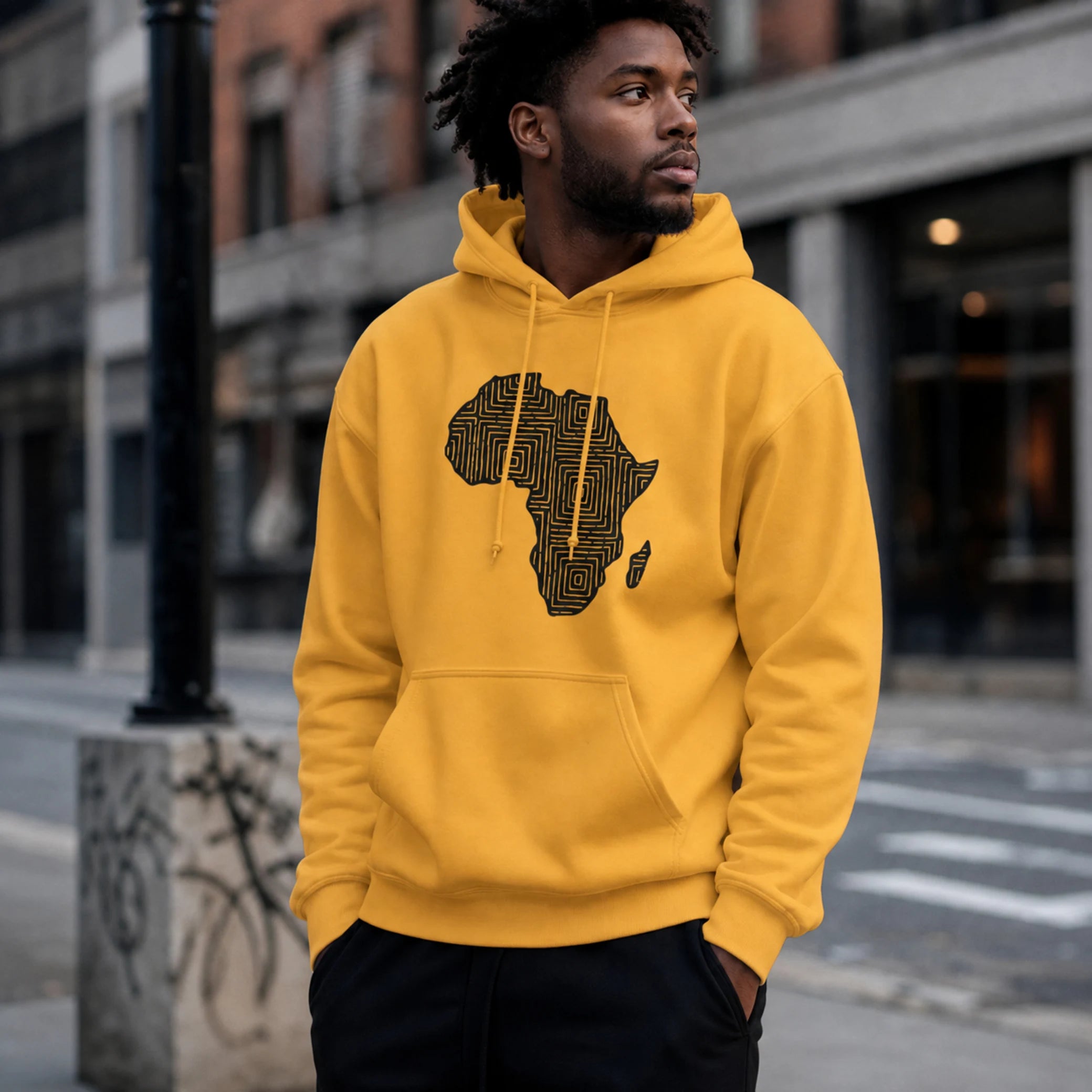 Minimalist African Continent Hoodie - Bogolan Print III