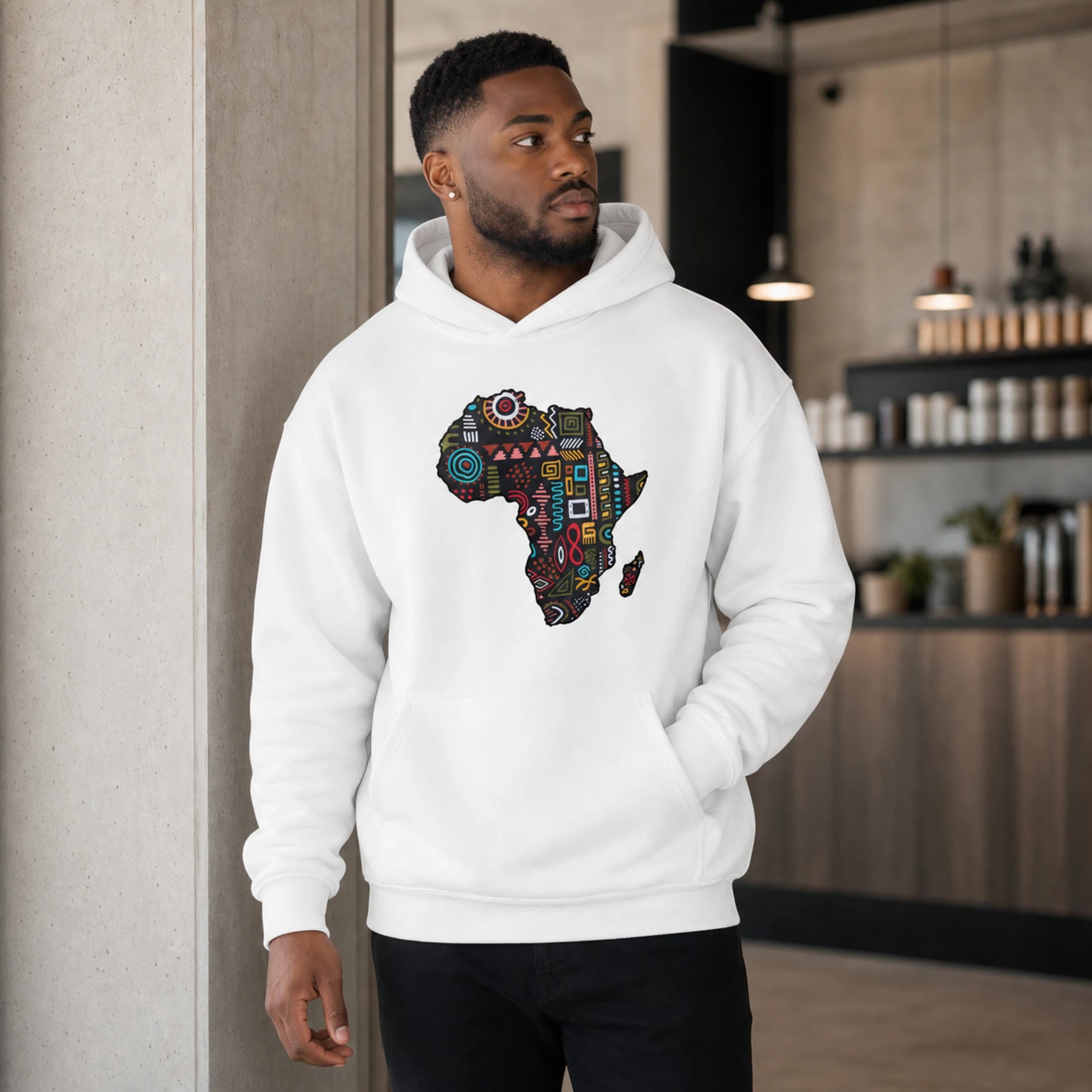 Minimalist African Continent Hoodie - Ankara Print II