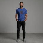 Unisex crewneck t-shirt with African print - blue lion