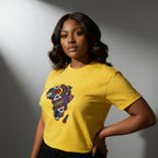 Unisex crewneck t-shirt with African print - Yellow map