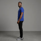 Unisex crewneck t-shirt with African print - blue lion