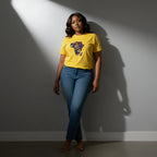 Unisex crewneck t-shirt with African print - Yellow map