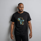 Unisex crewneck t-shirt with African print - flower map