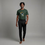 Unisex crewneck t-shirt with African print - green map