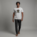 Unisex crewneck t-shirt with African print - grey lion