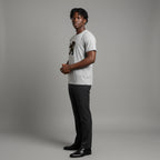 Unisex crewneck t-shirt with African print - grey lion