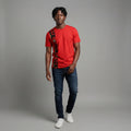 Unisex crewneck t-shirt with African print - red panel