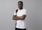 Unisex crewneck t-shirt with African print - white panel