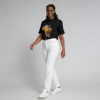 Unisex crewneck t-shirt with African print - black map