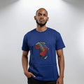 Unisex crewneck t-shirt with African print - blue map