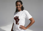 Unisex crewneck t-shirt with African print - white map