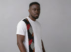 Unisex crewneck t-shirt with African print - white panel
