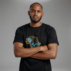 Unisex crewneck t-shirt with African print - flower map