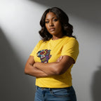 Unisex crewneck t-shirt with African print - Yellow map