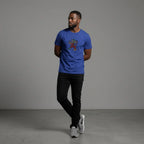 Unisex crewneck t-shirt with African print - blue lion