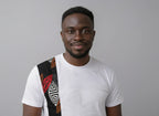 Unisex crewneck t-shirt with African print - white panel