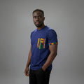 Unisex crewneck t-shirt with African print - blue pocket