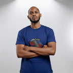 Unisex crewneck t-shirt with African print - blue map