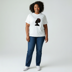 Unisex crewneck t-shirt with African print - white queen