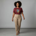 Unisex crewneck t-shirt with African print - Crimson map