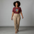 Unisex crewneck t-shirt with African print - Crimson map