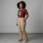 Unisex crewneck t-shirt with African print - Crimson map