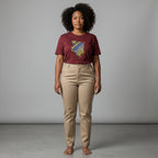 Unisex crewneck t-shirt with African print - Crimson map
